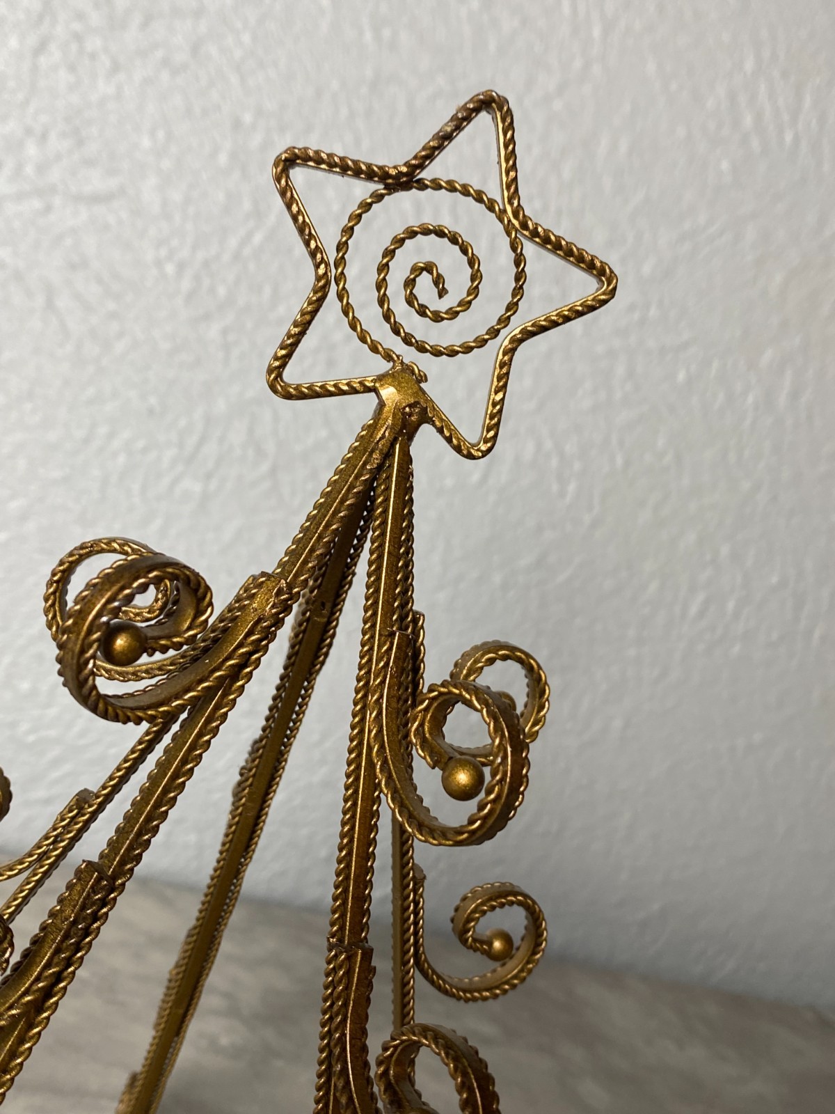 Vtg Christmas Tree Gold Tone Voltive Candle Holder 10" tall x 6.5 inches round