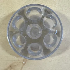 Vintage Clear Glass Round Flower Frog 7 Holes 2.75" Diameter