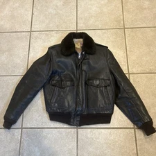 Vintage Schott Bros. NYC I-S-674-M-S Brown Leather Flight Jacket Size 44 Long