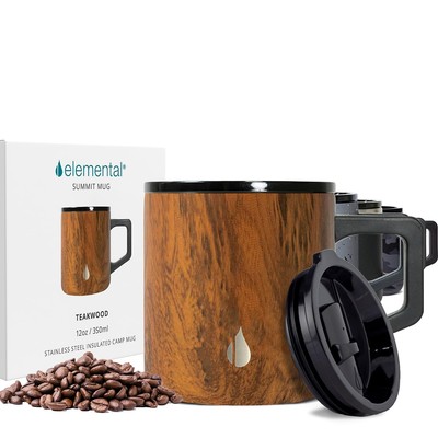 Elemental Summit Insulated Coffee Mug with Lid & Handle, Insulated Vacuum Camp C