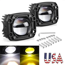 2X 3" Flush Mount LED Work Light Cube Pods Driving Spot Fog OffRoad Yellow White