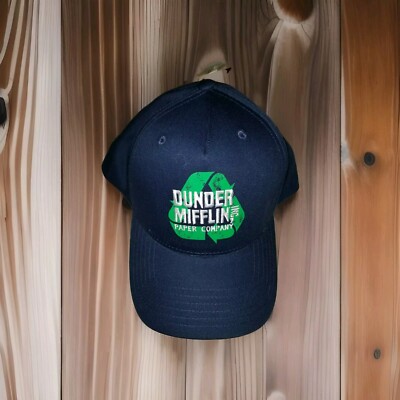 NWT The Office Dunder Mifflin Recycling Symbol Blue Snapback Hat OSFM Classic 