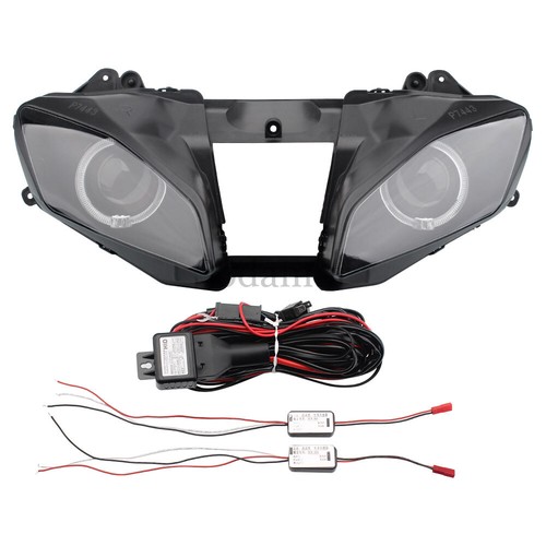 Assembled LED Headlight White Angel Eyes Red Devil For Yamaha YZF R6 2008-2016 - Picture 11 of 18