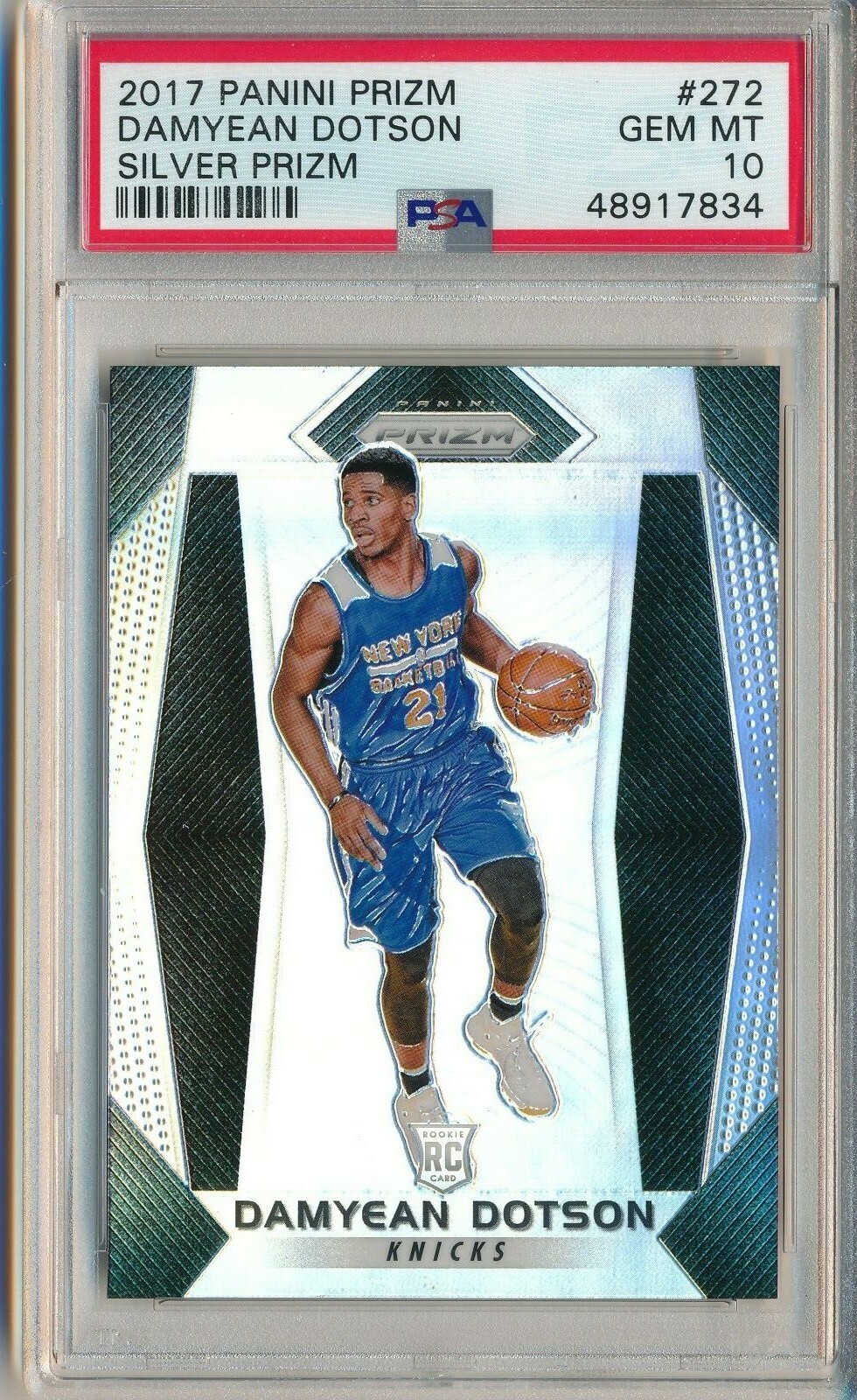2017 PANINI PRIZM SILVER DAMYEAN DOTSON #272 RC PSA 10 GEM MINT ROOKIE KNICKS