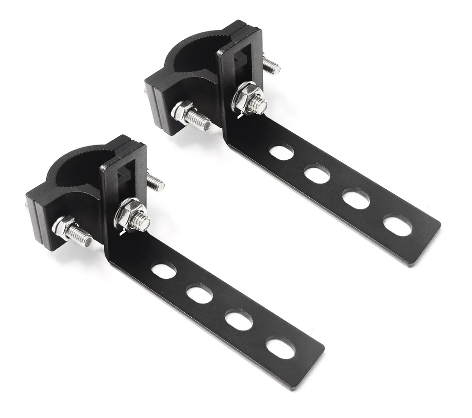 (2) 0.7-1.2" Size Adjustable Tube Clamps w/ L-Shape Aux Light Mounting Brackets - Image 2 of 4