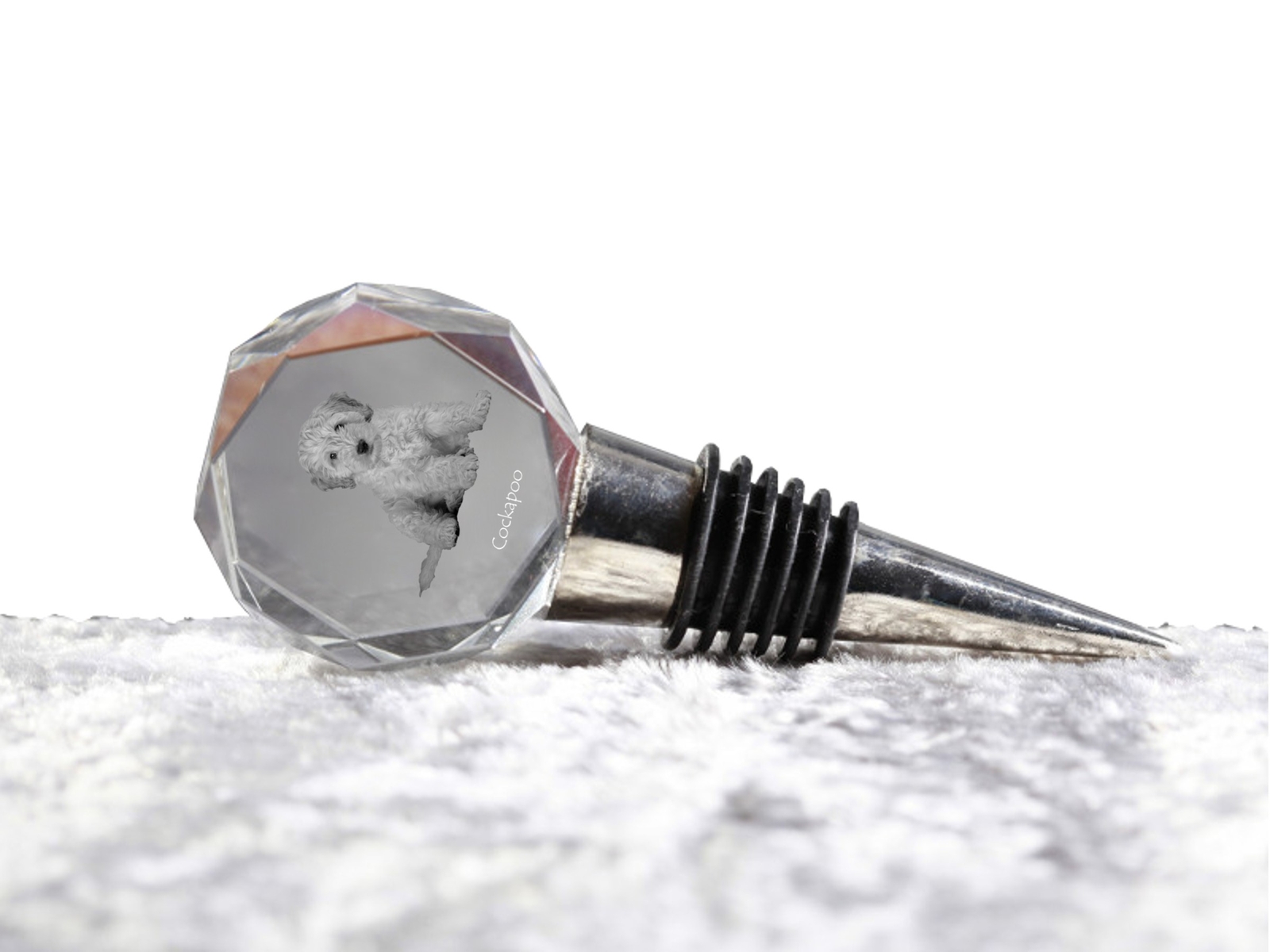 Cockapoo, Cockerpoo, Cockerdoodle - Bottle stopper, crystal wine stopper with ph