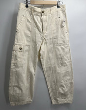 Anthropologie Women's White Wide Leg The Carson Utility Barrel Pants Size 10