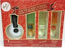 COTY 4 PC SET NIB,EXCLAMATION + VANILLA +SAND SABLE+JOVAN MUSK Made in USA RARE
