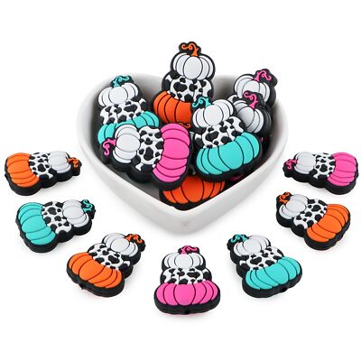 15Pcs Silicone Focal Beads, Pumpkin Silicone Beads for Keychain Making, Bulk ...