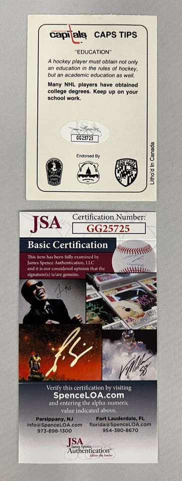 Tarjeta firmada por Scott Stevens "Caps Tips" #NNO JSA con certificado de autenticidad #3 Washington Capitals ¡HOF! Foto 2 de 4