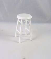 Dollhouse Miniature White Kitchen Stool, CL10591