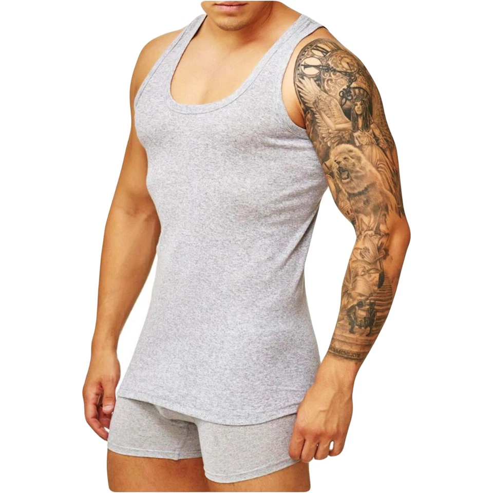 Herren Unterhemd 4er Pack Feinripp Baumwolle Tanktop Achselhemd Muskelshirt - Bild 2 von 4