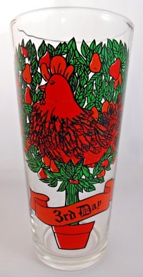 PEPSI Twelve Days of Christmas Tumbler Glass 3rd Day Three French Hens