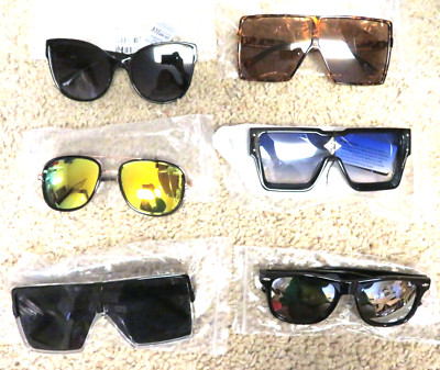 Lot of 6 pairs of Unisex Sunglasses, New in plastic bags or with tags, nice lot