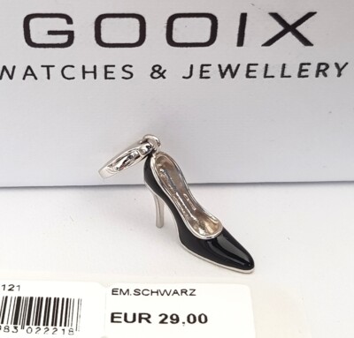 GOOIX Silber 925 er Charm Charms Anhänger Stiefel Pumps Schuh schwarz NEU 18