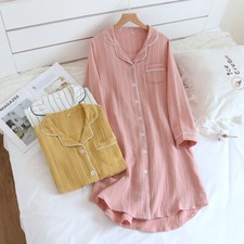Women Long Sleeve 100 Cotton Nightgown Sleepwear Top Sleep Dress Nightshirt Top