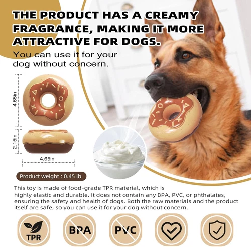 NEU Hunde Kau Donut Spielzeug für aggressive Kauartikel, unverwüstlich robust quietschend - Bild 7 von 15