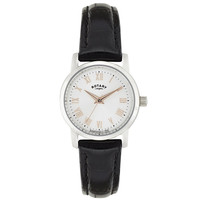 Rotary Women's Quartz Watch With White Dial Analogue Display And Black Leather S Rotary Women's Quartz Watch With White Dial Analogue Display And Black Leather S