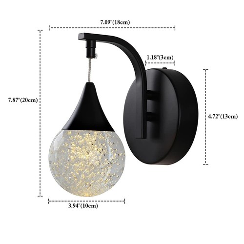 Modern Wall Light Fixtures, 5W LED Dimmable Wall Sconces, Indoor Crystal Bubb... - Picture 5 of 7