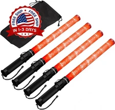 4 Paquetes Varillas De Seguridad Con Luz LED 21 Pulgadas Para Control De Trafico