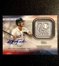 2021 Topps 70th Anniversary Logo Patch Autographed Carl Yastrzemski 10/10 RARE