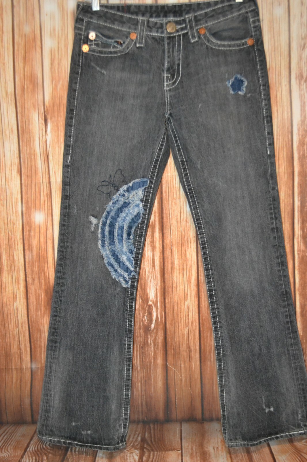 True Religion Women's Bobby Big T Bootcut Rainbow Gray Jeans Sz 31x32 thumbnail 4