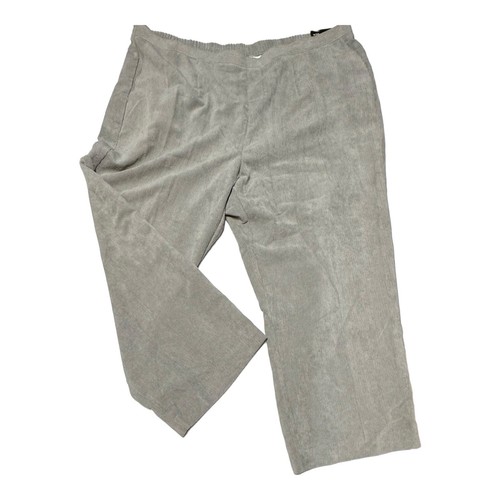 Pantalones rectos Alfred Dunner talla 24 gris pana cintura elástica tiro alto - Imagen 2 de 10