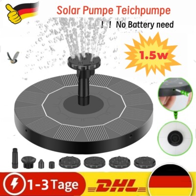 Solar Springbrunnen Pumpe Rund Teichpumpe Fontäne Gartenteich Wasserspiel