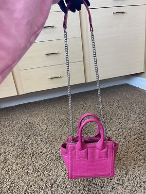 Zara Pink Crocodile crossbody top handle bag | eBay