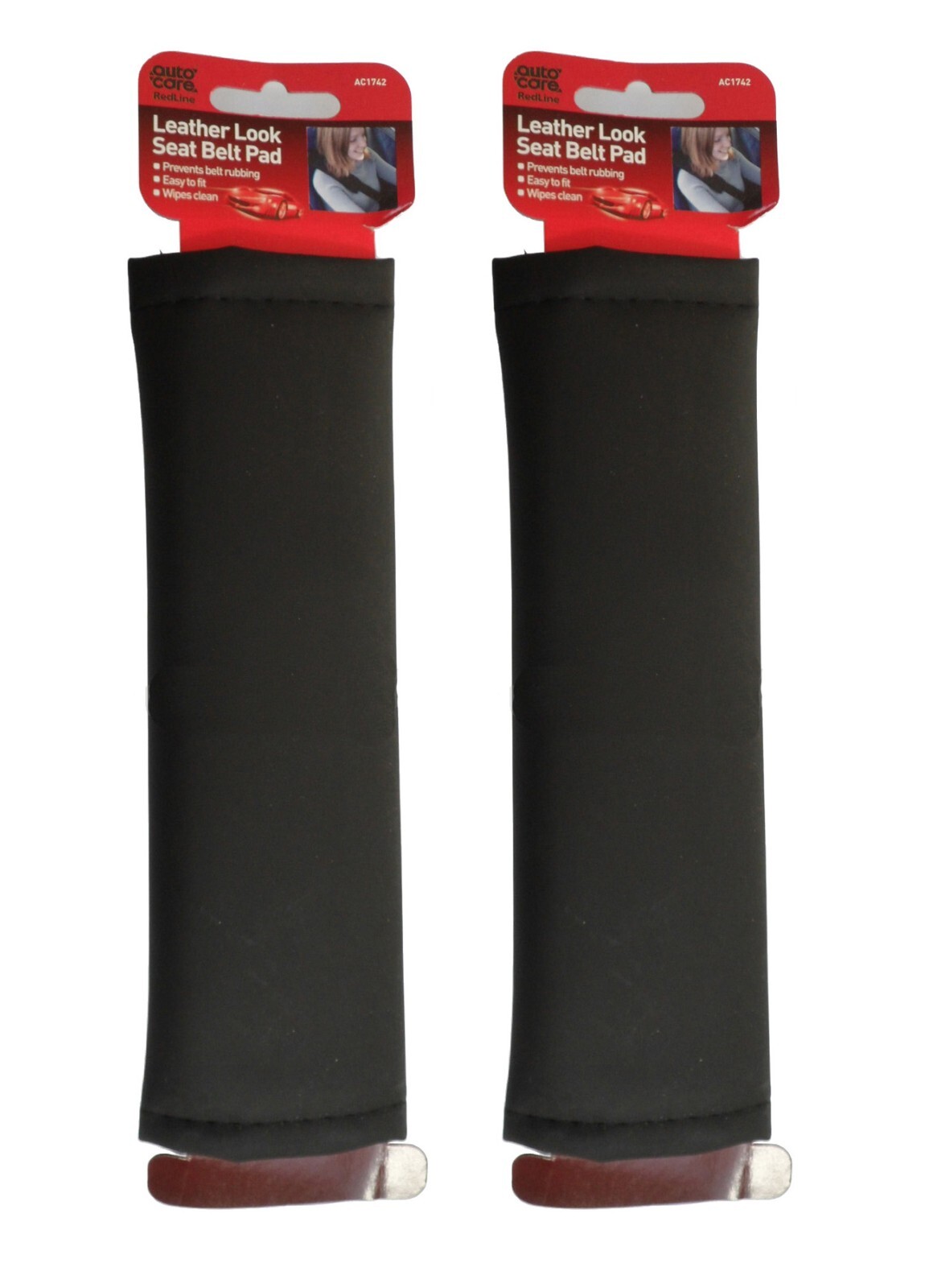 2 x Autocare Car Seat Belt Cover Shoulder Pads Black Leather Look Universal Fit
