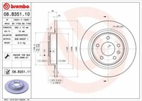 2X Brembo 08.B351.11 Bremsscheibe Hinten FüR Chevrolet Opel Vauxhall