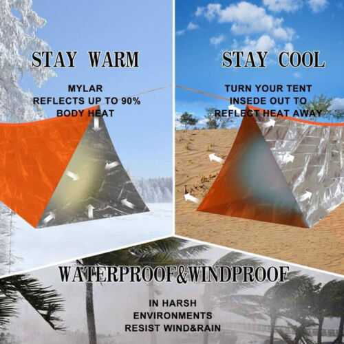 Emergency Foldable Tent Waterproof Survival Hiking Camping Shelter Outd MM - Foto 1 di 9