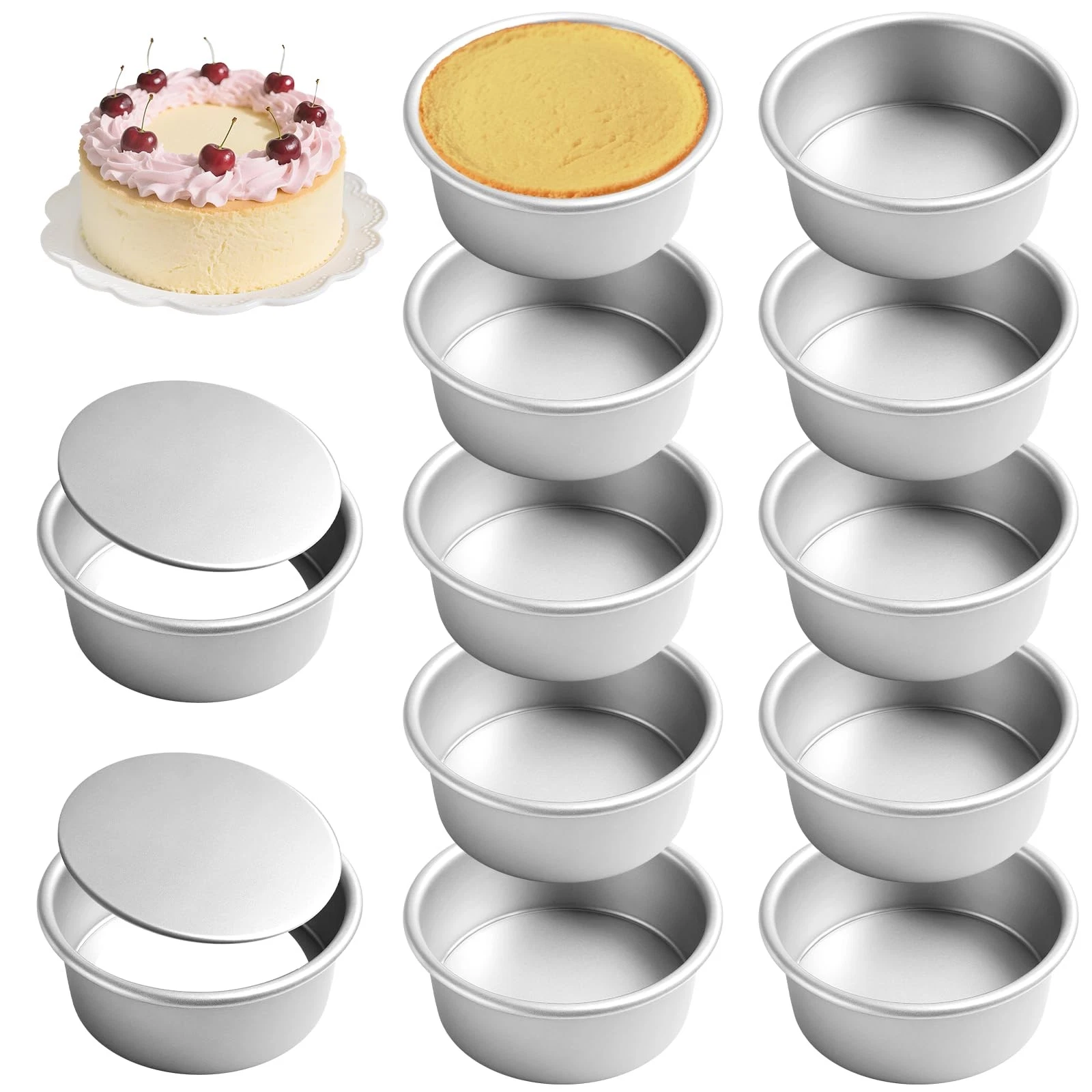12 Pack Small Round Cake Pan 4 Inch Mini Cheesecake Removable Bottom Mold
Opens in a new window or t