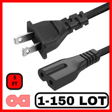 Lot of 1-100 2 Prong 5Ft Polarized Power Cord For Vizio, Sony LED TV, PS1