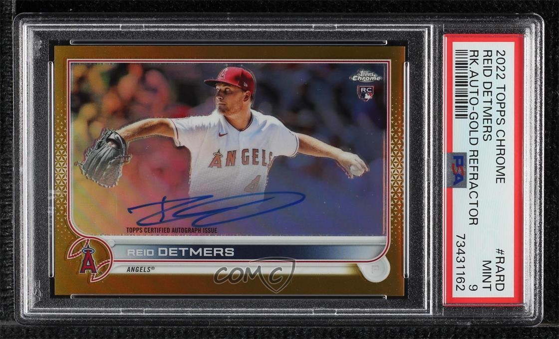 2022 Topps Chrome Rookie Gold Refractor 32/50 Reid Detmers PSA 9 MINT Auto 0xh3