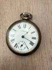 OLD BRASS CASED TIMEX POCKET WATCH - WORKING ORDER