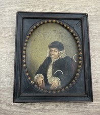 ANTIQUE 18TH / EARLY 19TH CENTURY FOLK PORTRAIT MINIATURE OF VOLTAIRE WITH QUOTE