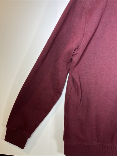 IZOD 1/4 Zip Fleece Pullover L LARGE Long-Sleeve Men's Maroon Ribbed Knit Logo - Picture 11 of 11