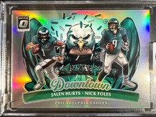 JALEN HURTS NICK FOLES 2025 PANINI DONRUSS OPTIC #12 DOWNTOWN DUOS PRIZM EAGLES