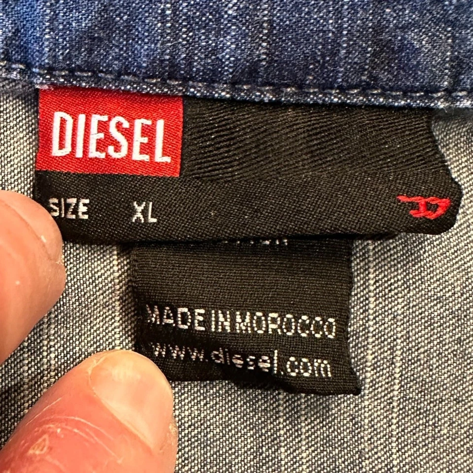 Camisa Diesel Para Hombres XL Algodón Denim Estilo Occidental Manga Larga con Cierre a Presión Foto 3 de 4