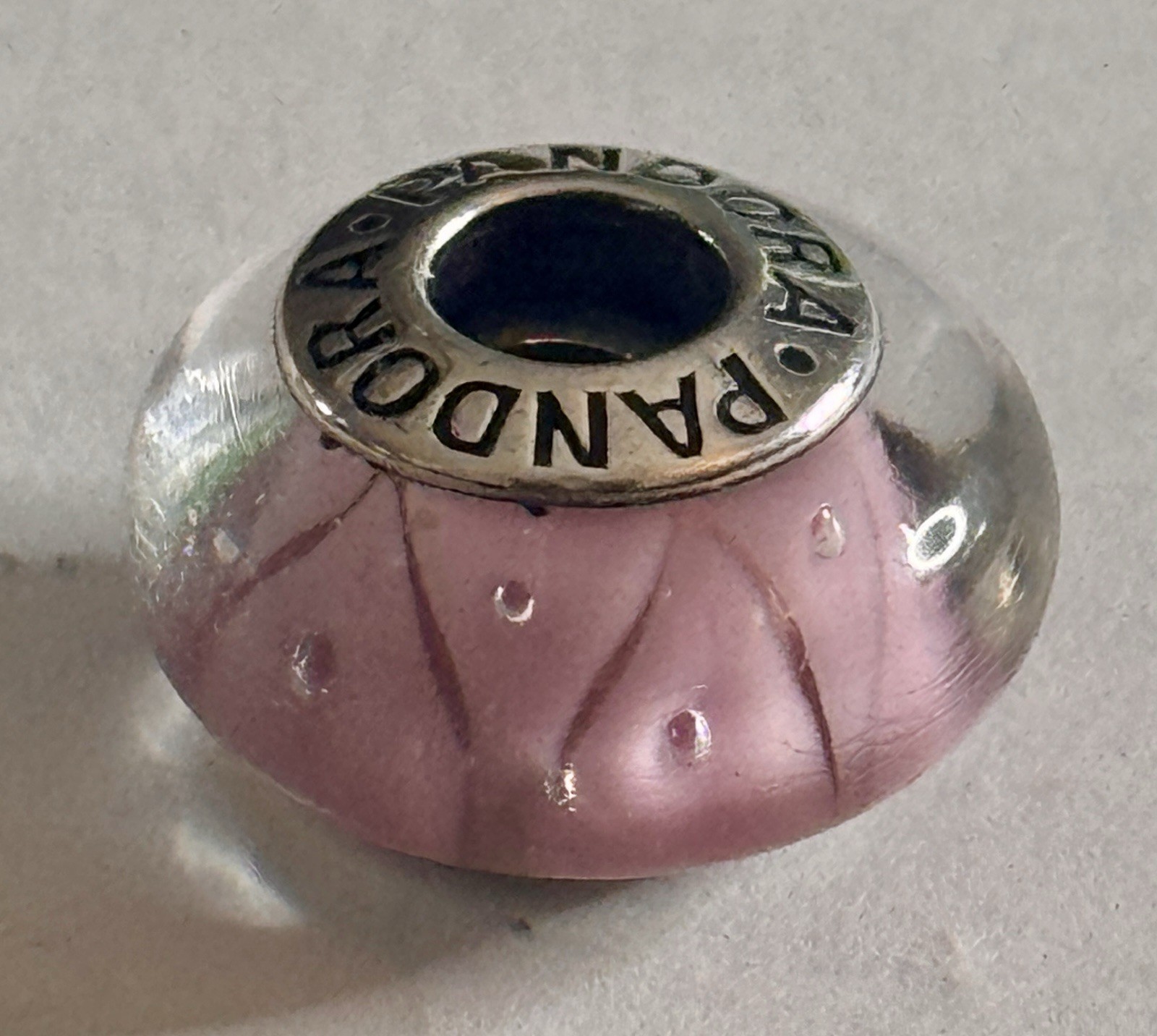 Pandora Zigzag Pink Triangular Sterling Silver Gl… - image 3