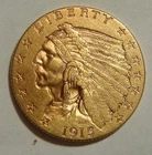 1915 $2.5 Dollar Gold Indian Head Liberty Quarter Eagle