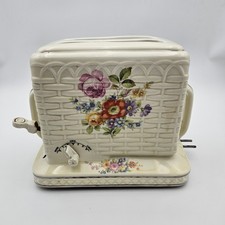 Tostadora de tejido de canasta de flores silvestres Art Deco de porcelana rara de la década de 1930