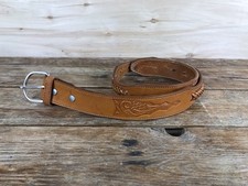 Hand Tooled Western Leather Belt Size 30 Mexico Silver Toned Concho Palacios