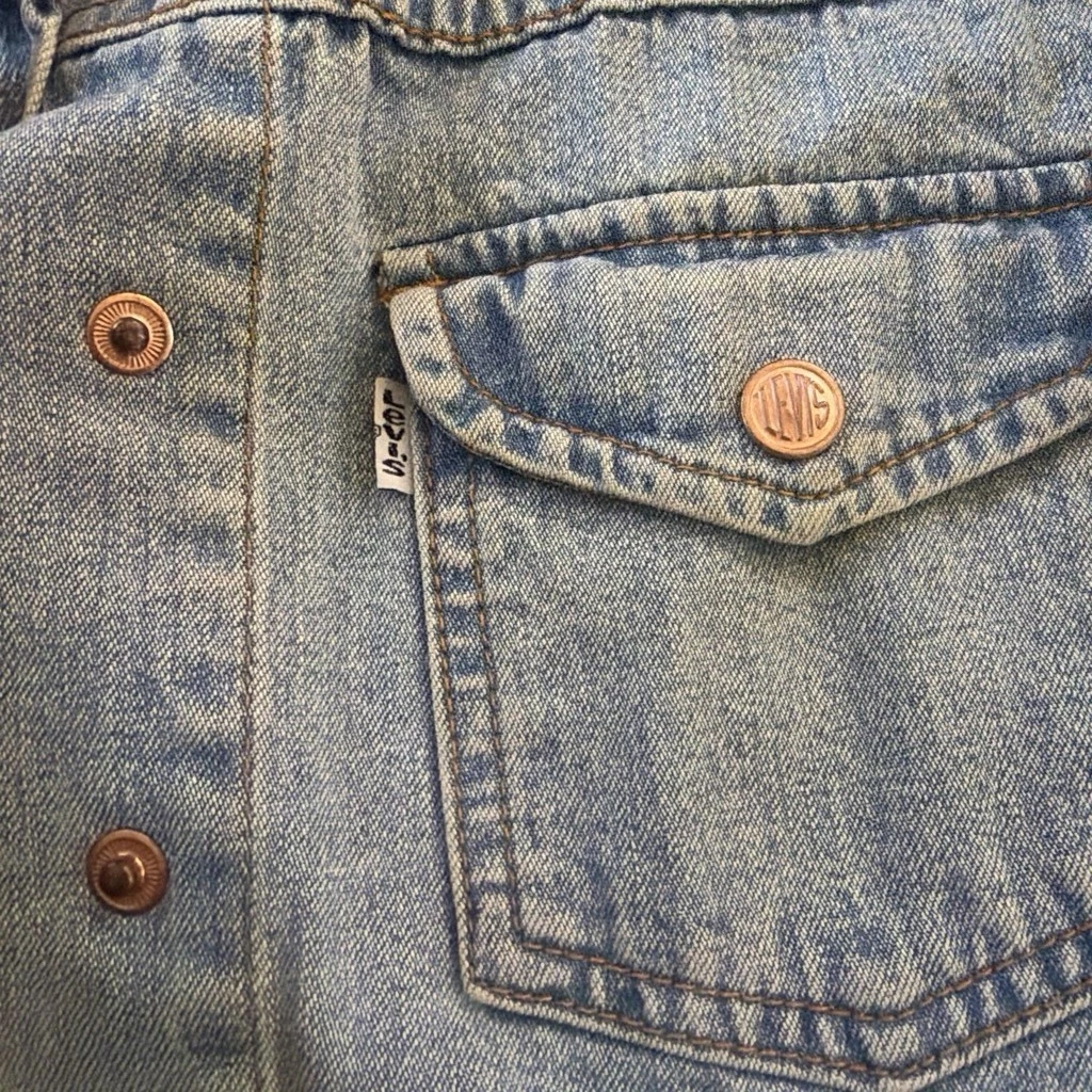 Vtg 60s 70s Levis White Tab Denim Chore Jacket Copper Buttons white tab image 3