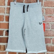 True Religion Youth Heather Gray Fleece Sweat Shorts Large NEW