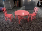 VTG 90S BARBIE DREAM HOUSE PINK DINING ROOM TABLE AND 2 CHAIRS FURNITURE