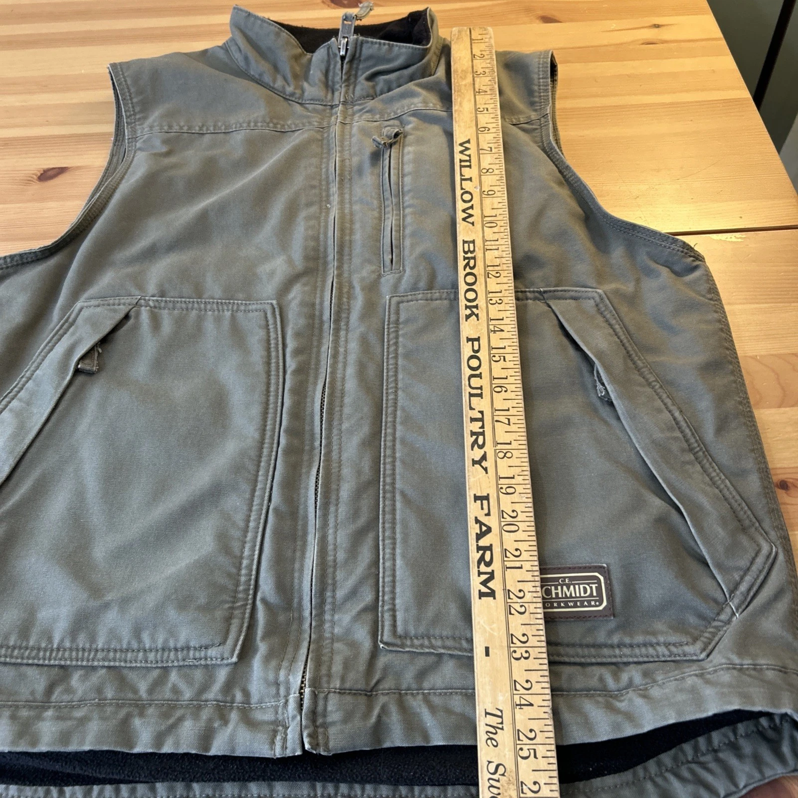 Schmidt Work Vest Fleece Lined Men’s Large Gray/Green Zip Pockets - product detail image 5