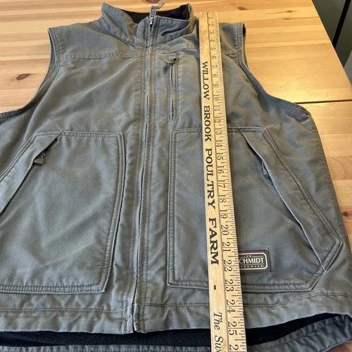 Schmidt Work Vest Fleece Lined Men’s Large Gray/Green Zip Pockets image 5