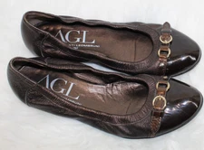 AGL ATTILIO GIUSTI LEOMBRUNI SIZE 39.5 USA 9 FLAT ITALIAN LEATHER BALLET SHOES